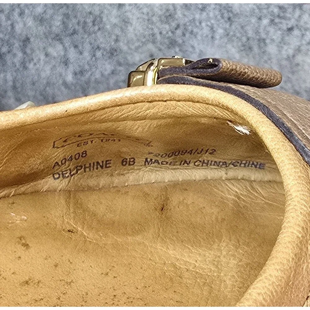 Coach Delphine Tan & Mustard Toe Leather Slip On Ballet Flats US 6 B Turn Lock